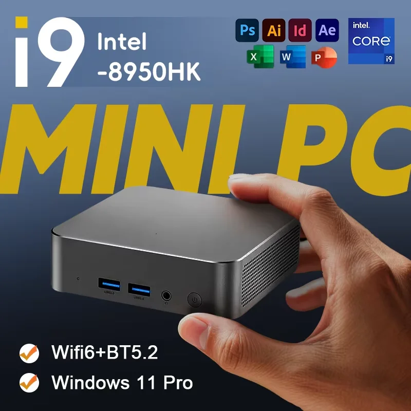 

2025 Мини-ПК Windows 11 Intel Core i9 8950HK 16 ГБ ОЗУ 2048 ГБ SSD MiNi PC Dual WIFI 6 BT5.2 4K HD Mini Gaming P