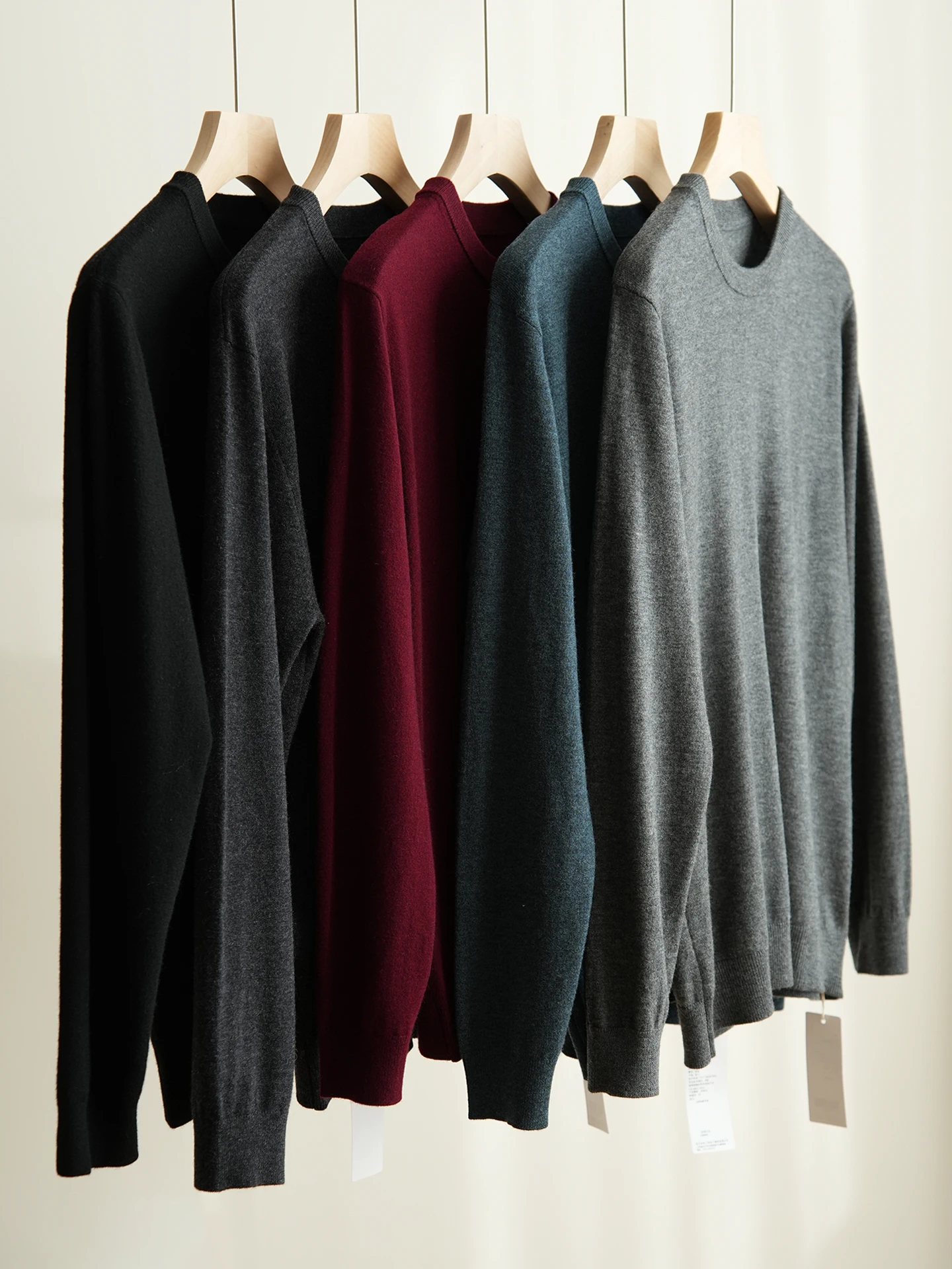 

Men's Thin round Ne Knitted Wool Sweater Full Wool Autumn Winter Sle Warm Long Sve Casual Wear Comfortable Fit