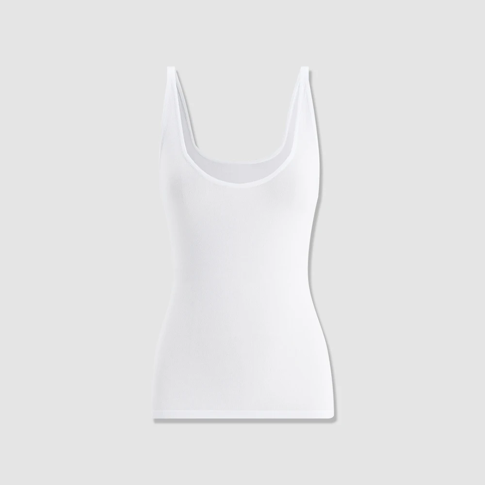 Women's Basic White Tank Top Seamless Slim Fit Camisole Soft Stretch Undershirt Sleeveless U-Neck Casual Daily Layering Top