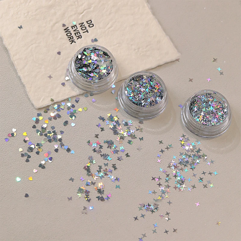 DIY Nail Art Decorations Slices Accessories Holographic Silver Nail Glitter Laser Star Shape Sequins Sparkly Flakes Paillette