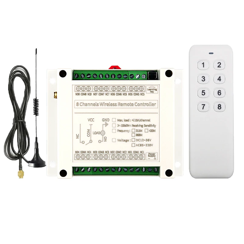 

433MHZ DC 12V 24V 36V 8Channel 8CH RF Wireless Remote Control System Receiver Transmitter Universal Power Industrial