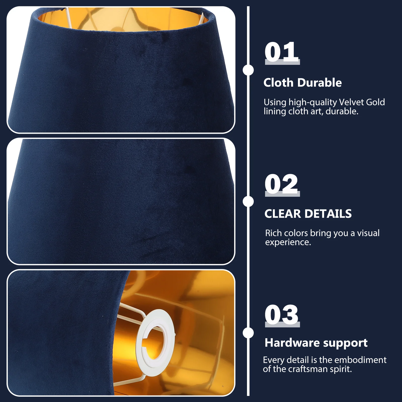 

1pc Golden Lined Lampshade Simple Cloth Light Cover for Table Lamps Decorative Medium Floral Bedroom Warm Mood Practical