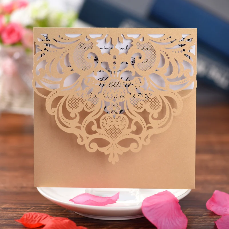 Customized. Factory in Stock European-Style Hollow Paper Carving Invitation Card Wedding Wedding Invitation High-Grade Simple In