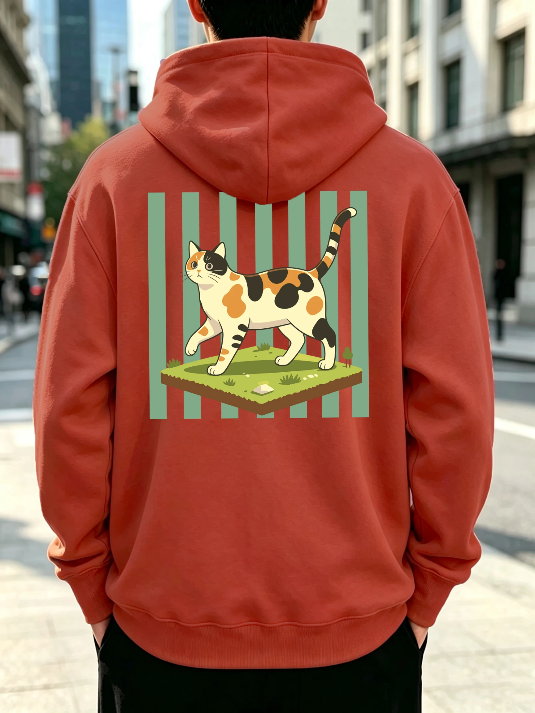 Calico-Katzen-Cartoon-Drucke Herren Koreanische Hoodies All-Match Mode Kapuzenpullover Lässige Lose Hoodies Bequeme Basic-Kleidung – Detail 15