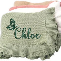 Embroidered Baby Blanket with Name Personalized Baby Blankets for Girl Custom Knit Baby Blankets Strollers Cover