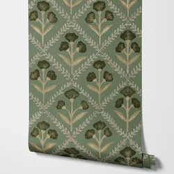 Green Modern Plants Wallpapers,Black Floral Wall Wallpaper,Geometric Design Decorative Wall Decals,Self-adhesive Or Traditional