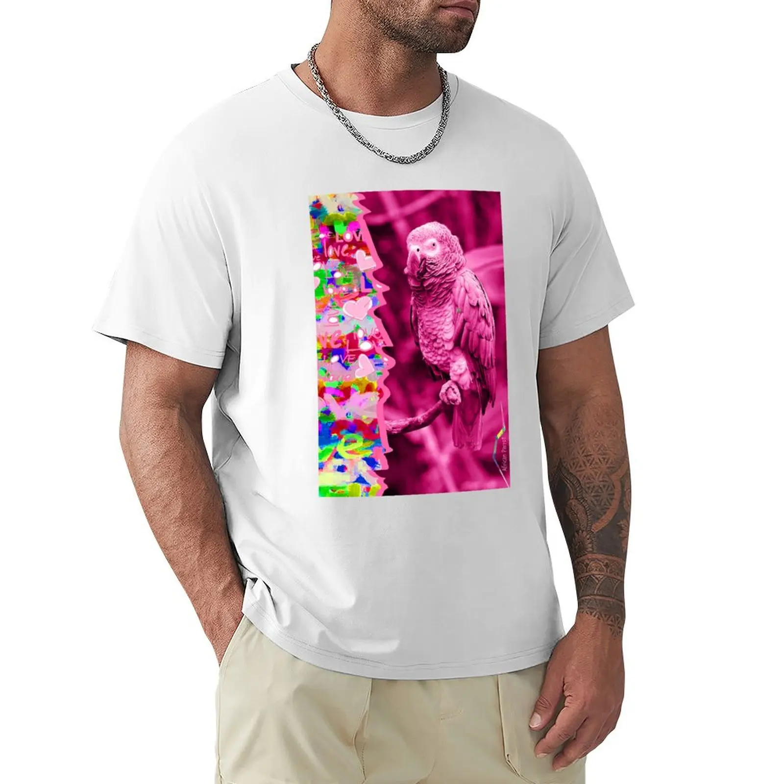 African Parrot (design by ACCI) Love Graffiti T-shirt customs summer tops hippie clothes plain workout shirts for men