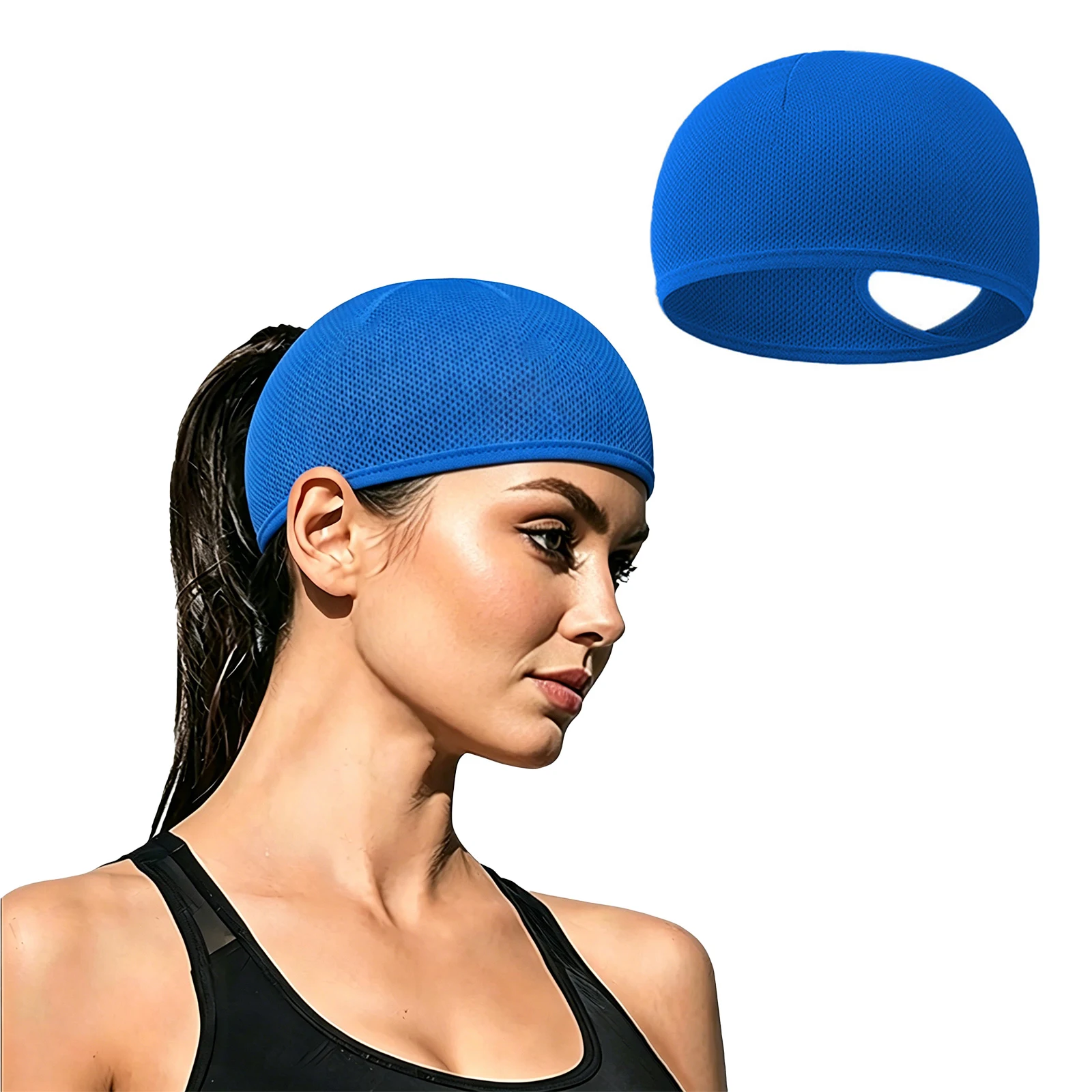 

Women Beanie Hat Sweat-absorbing Lightweight Breathable Quick-dry Ponytail Sports Head Wrap Cycling Running Helmet