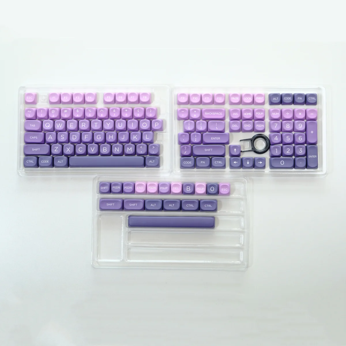 Imagem -02 - Pbt Violeta Gradiente Keycaps Perfil Moa Teclado Gaming Mecânico Dye Sub Keycap Clássico Gmk67 126 Chaves