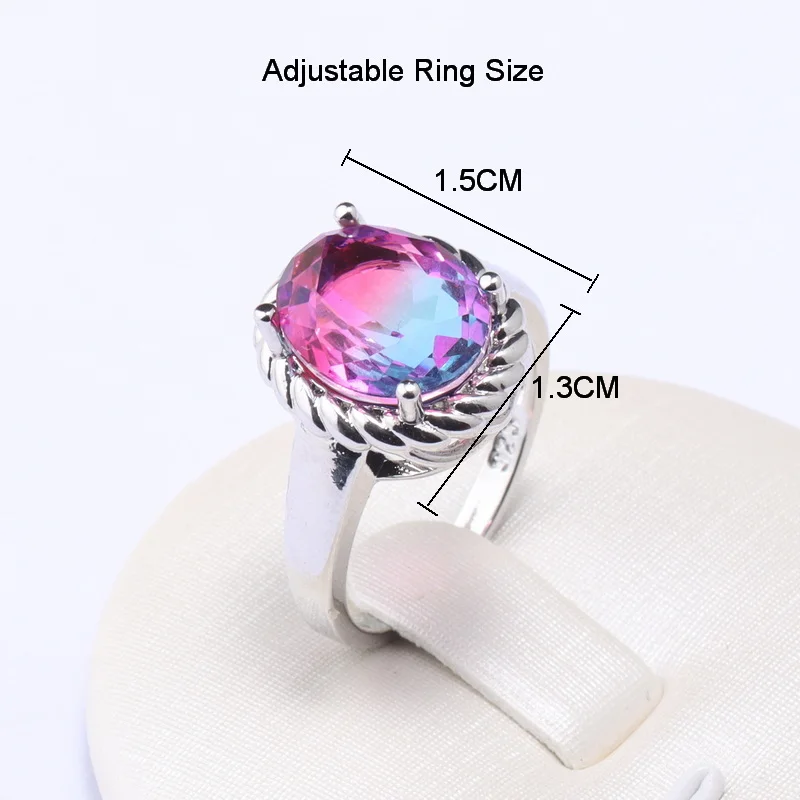 Wholesale Price 14-Color 4-Piece Sets 925 Silvet Colorful Wedding Jewelry Necklace And Earrings Ring For Women Bridal Sets