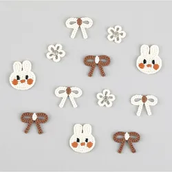 25PCS/Lot Matte Embroidery Milk Rabbit Flowers Stick Sewing Patches For Clothing