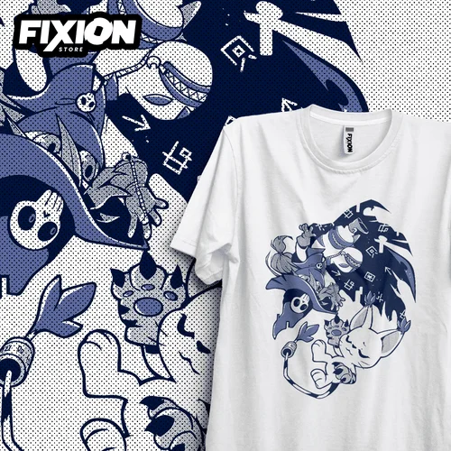 Camiseta para Anime Digimon, Gatomon, Wizardmon, Abril, [Blanca], Mange