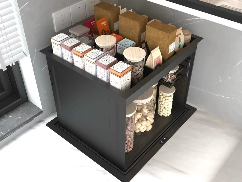 سلة ذكية أنيقة قابلة للسحب لتخزين النبيذ مع درج خزانة النبيذ الزاوية لتخزين المطبخ القابل للسحب