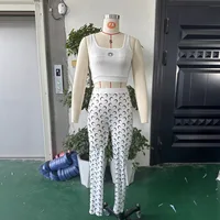 STYLISH LADY Moon Printed Sports 2 Piece Set Women Sleeveless Crop Top and Skinny Pant Suits 2025 Summer Street Fitness Outfits 5