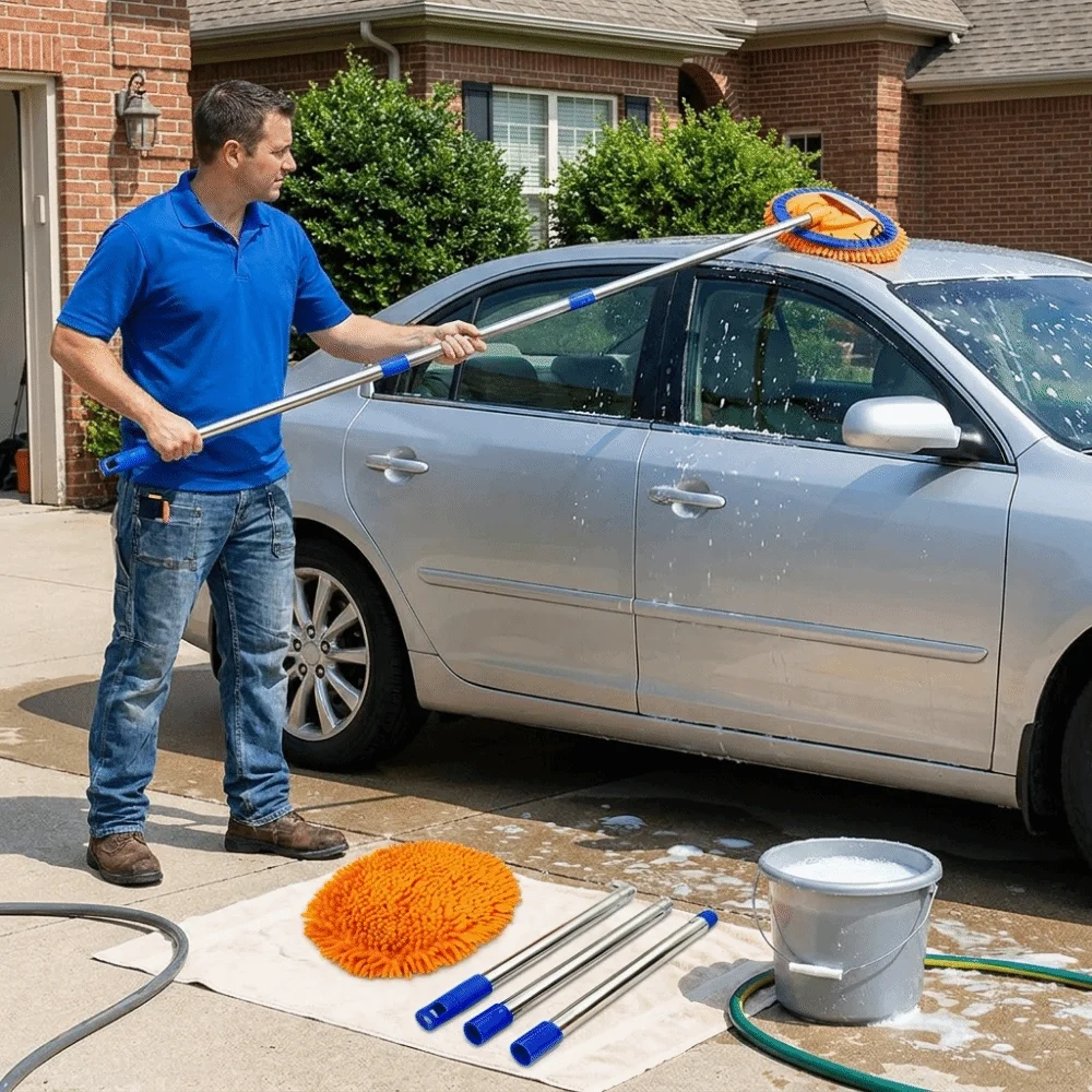 Long Handle Car Wash Mop Anti-slip Non-Scratch Car Cleaning Brush Super Absorbent Durable Car Cleaning Kit Car Cleaning