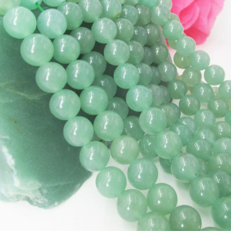 Green Aventurine Stone Beads Round Smooth Loose Spacer Beads For Bracelet Necklace Diy Jewelry Supplies