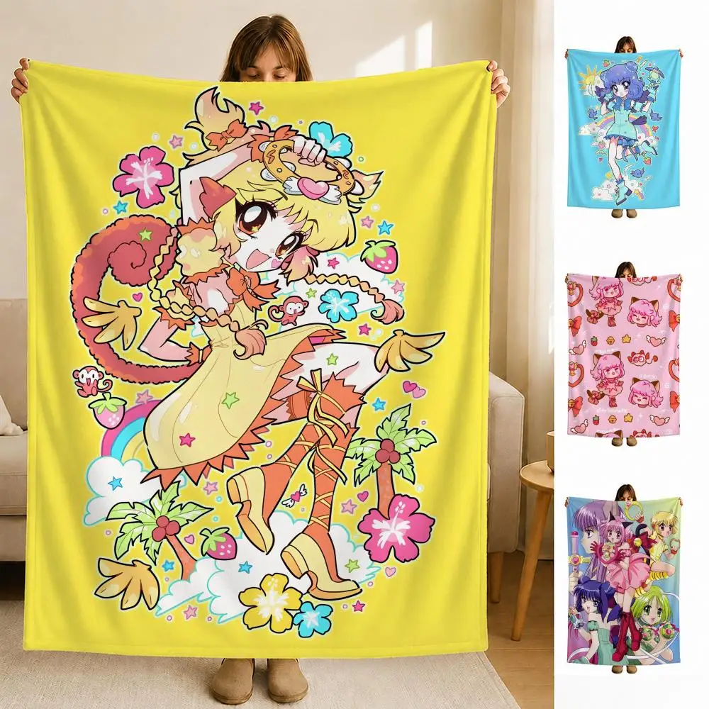 anime T-Tokyo M-Mew M-Mew Throw Soft Flannel Blanket for Bed Bedroom Sofa Picnic Throw Skin-friendly Breathable Gift Cover