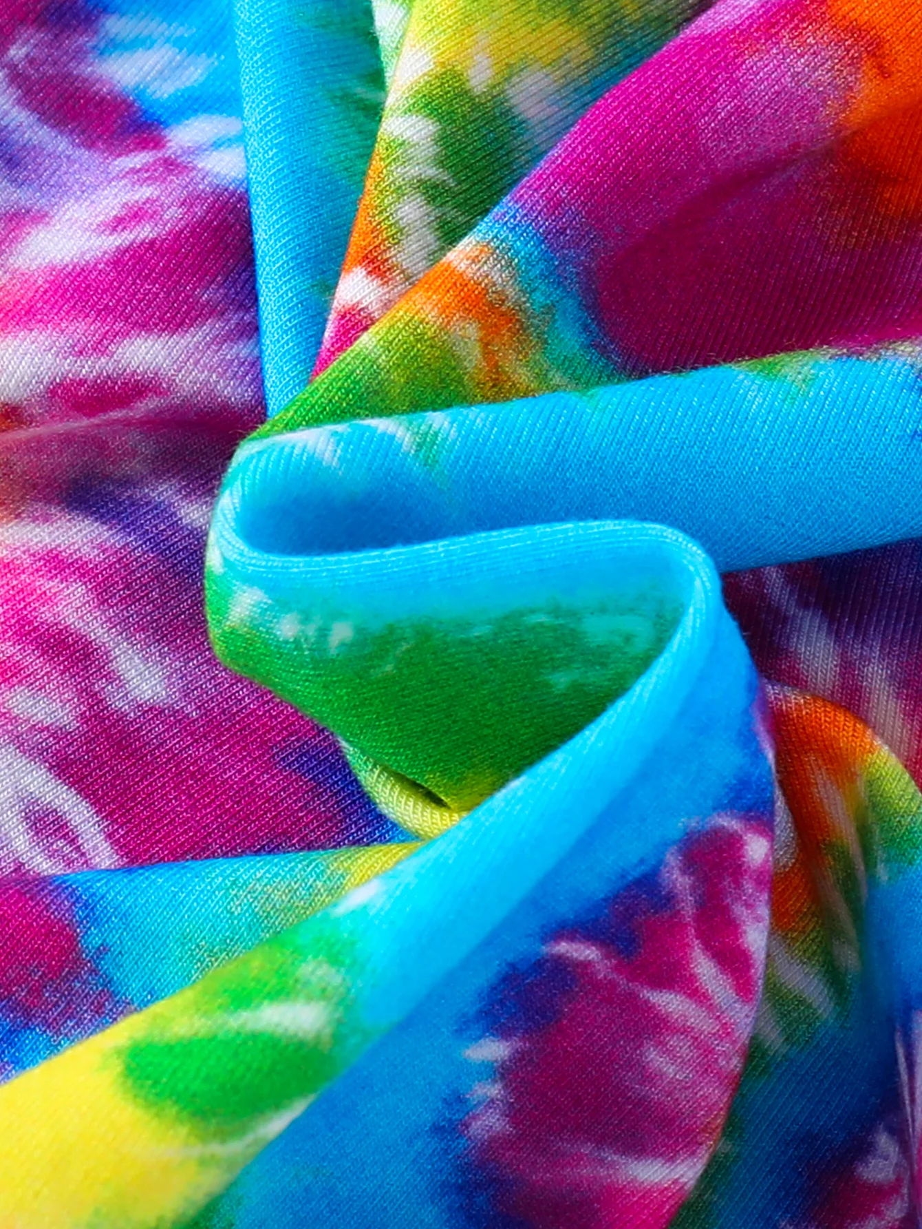 Baby Bamboo fiber thin soft breathable fabric Rainbow tie dye print (tie dye random) reversible foot cover zipper crawl suit