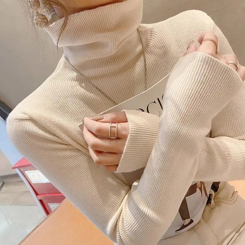 

Fashion Solid Color Slim Turtleneck Sweater 2025 Autumn Winter New Casual Versatile Warm Pullovers Long Sleeves Women's Clothing