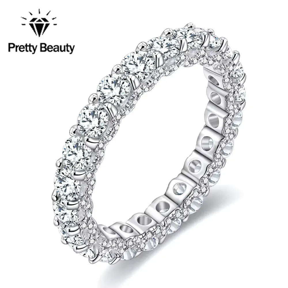 

Изысканное кольцо Pretty Beauty S925 из стерлингового серебра с муассанитом 3 мм, позолоченное 18-каратным белым золотом, ювелирное украшение для женщин, подарок на вечеринку