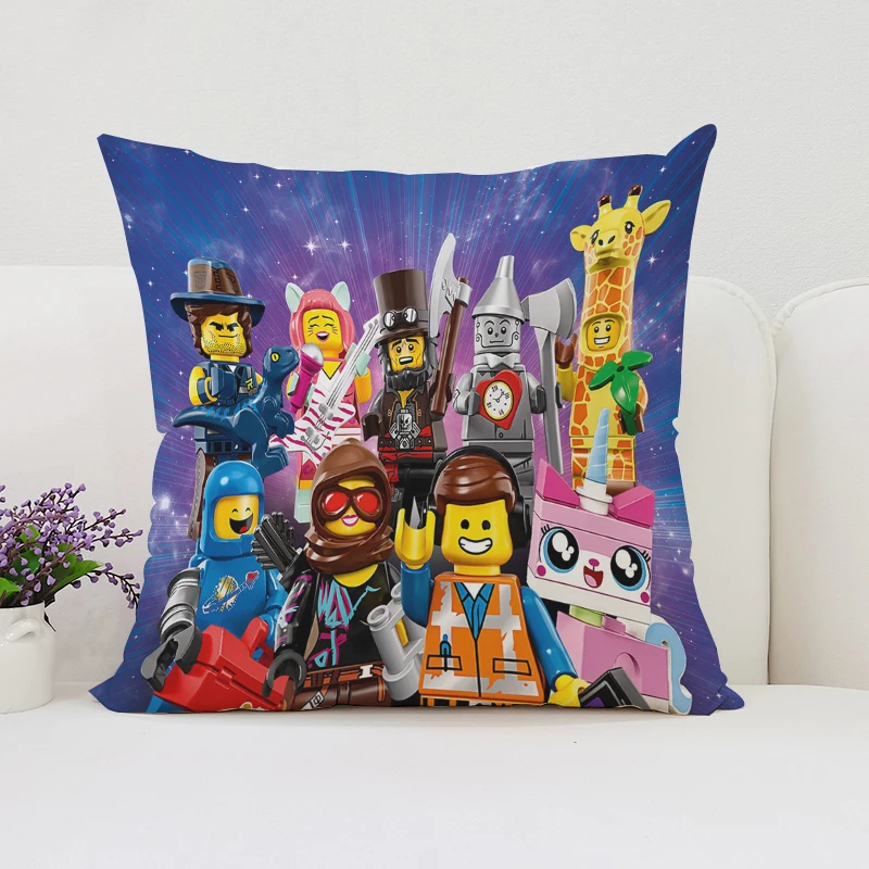 45x45 Pillowcase L-LEGO Double-sided Printed Sofa Decoration Cushion Cover Chair Waist Support Children\'s Gift Room Decoration