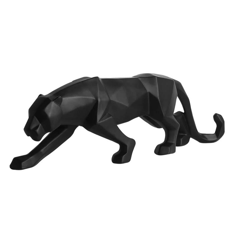 Home Decor Panther Statue Animal Figurine Abstract Geometric Style Resin Leopard Sculpture Home Office Desktop Decoration Crafts