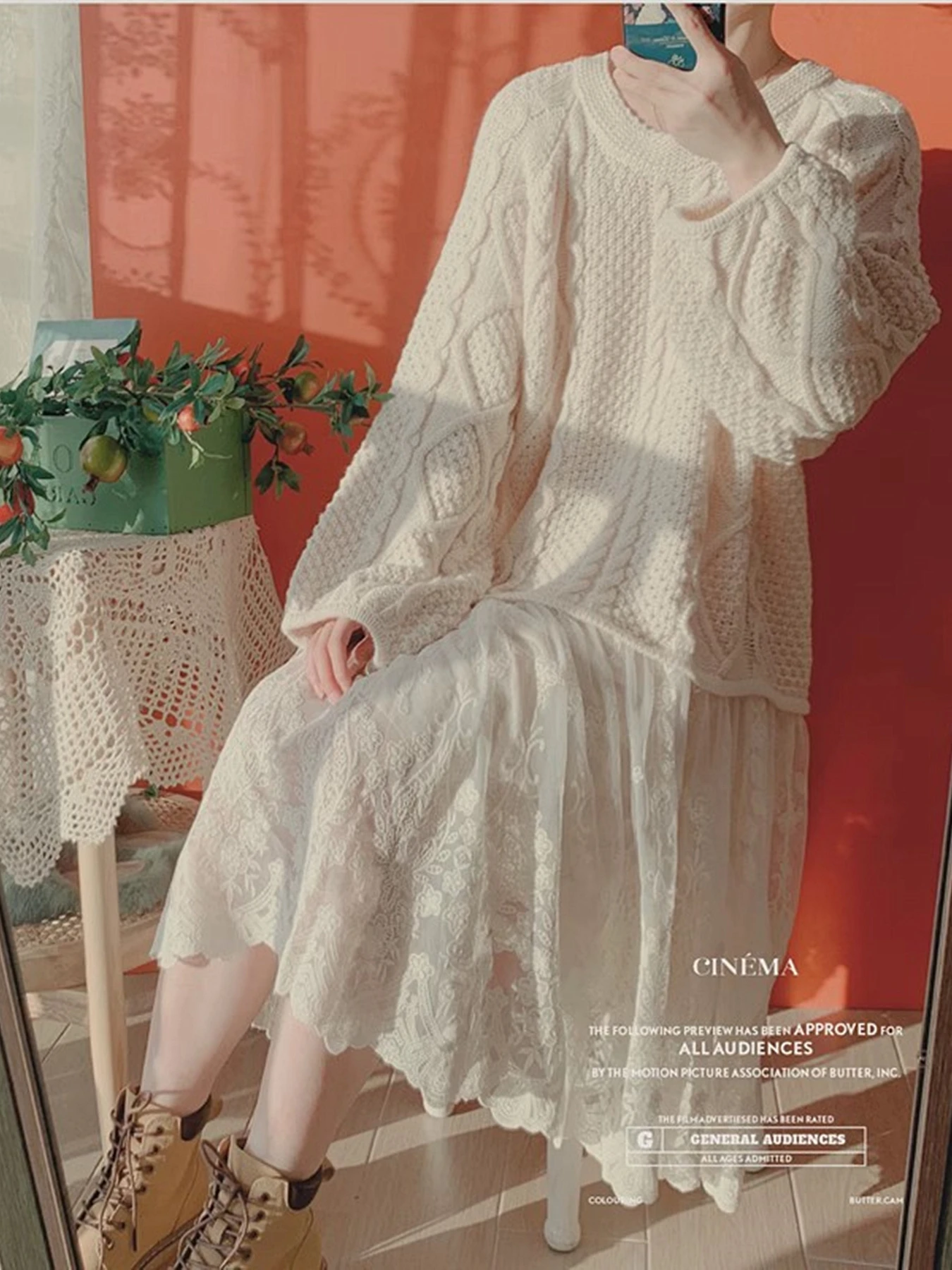 

Original Winter Sweet Sle Long Knitted Dr Lace Loose Women's Clothing Warm Thiened Sweater Maxi Skirt Two-Piece Set