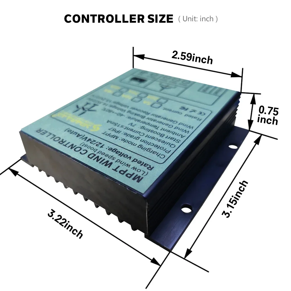 Controlador de carga de turbina eólica MPPT, molino de viento de energía, protección de iluminación impermeable automática, 10A, 20A, 30A, 40A, 12V, 24V, 48V