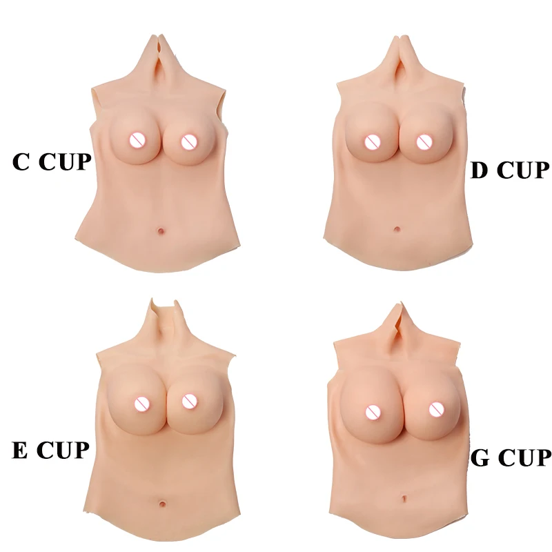 KUMIHO 4G Breast Silicone Forms Half Body C/D/E/G Breastplate Cosplay Cotton Fake Boob for Men Crossdressers Clothing Sissy