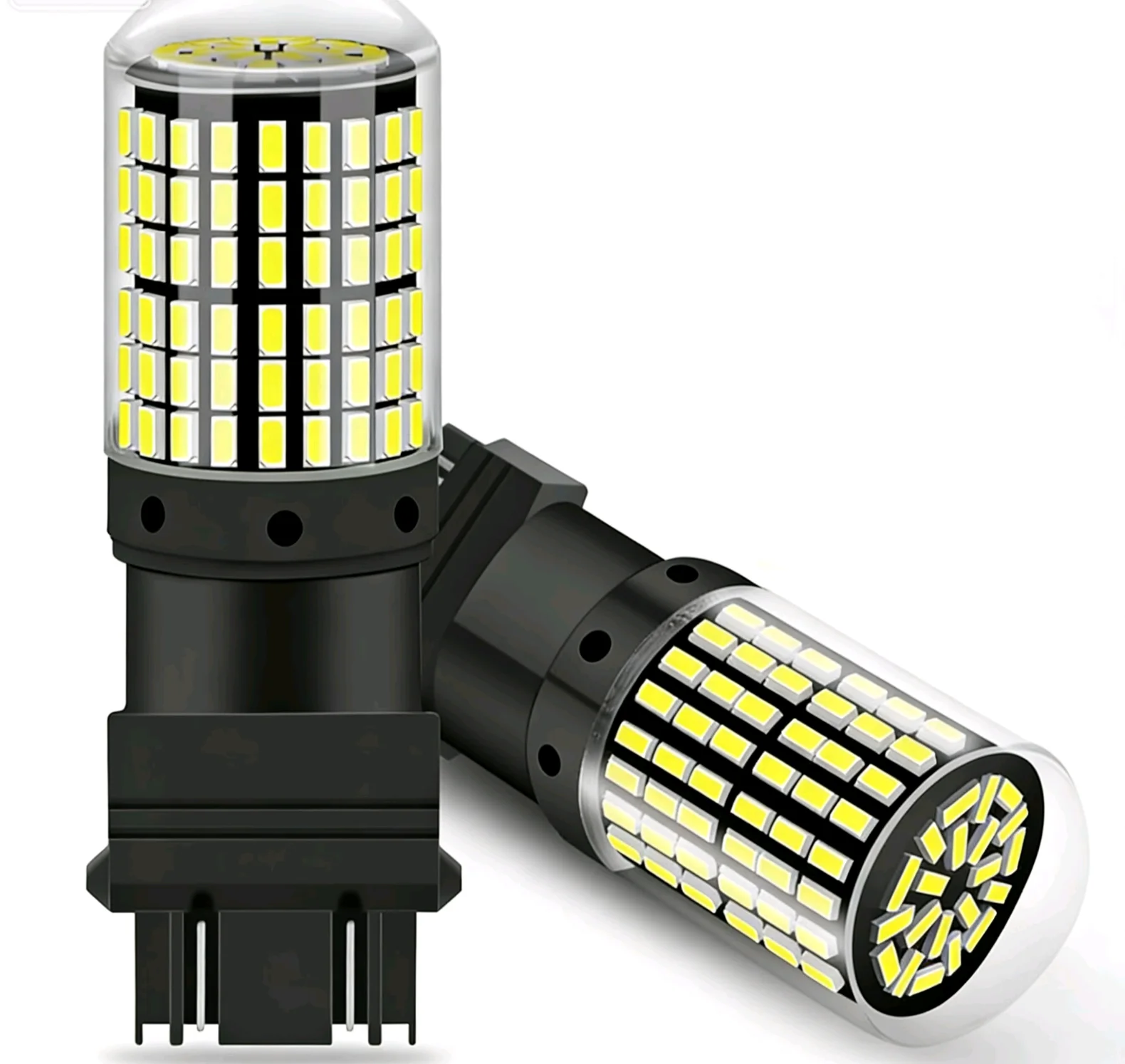 

Upgraded 3156/3157 LED Light Bulbs , 144-SMD 4400/LM 500% Super bright 3056 3156A T25 LED Bulbs Used for Backup Reverse/Tail/Bra