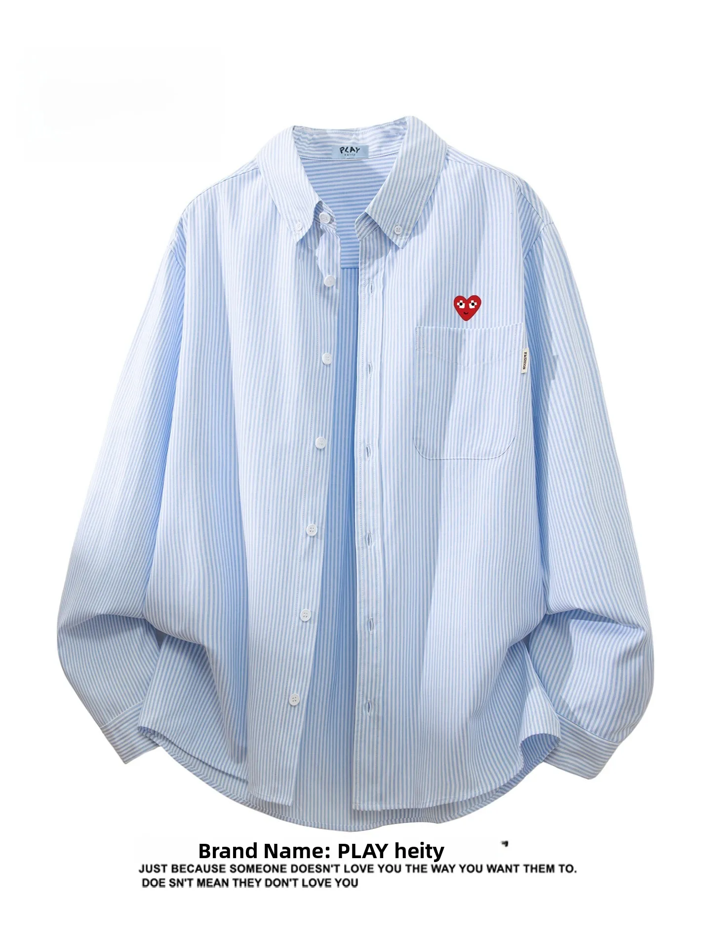 

Play Hei Casual Stripe Long Sve irt Simple Sli Loose Outerwear for Men And Women Daily Wear Cotton Polyester Blend