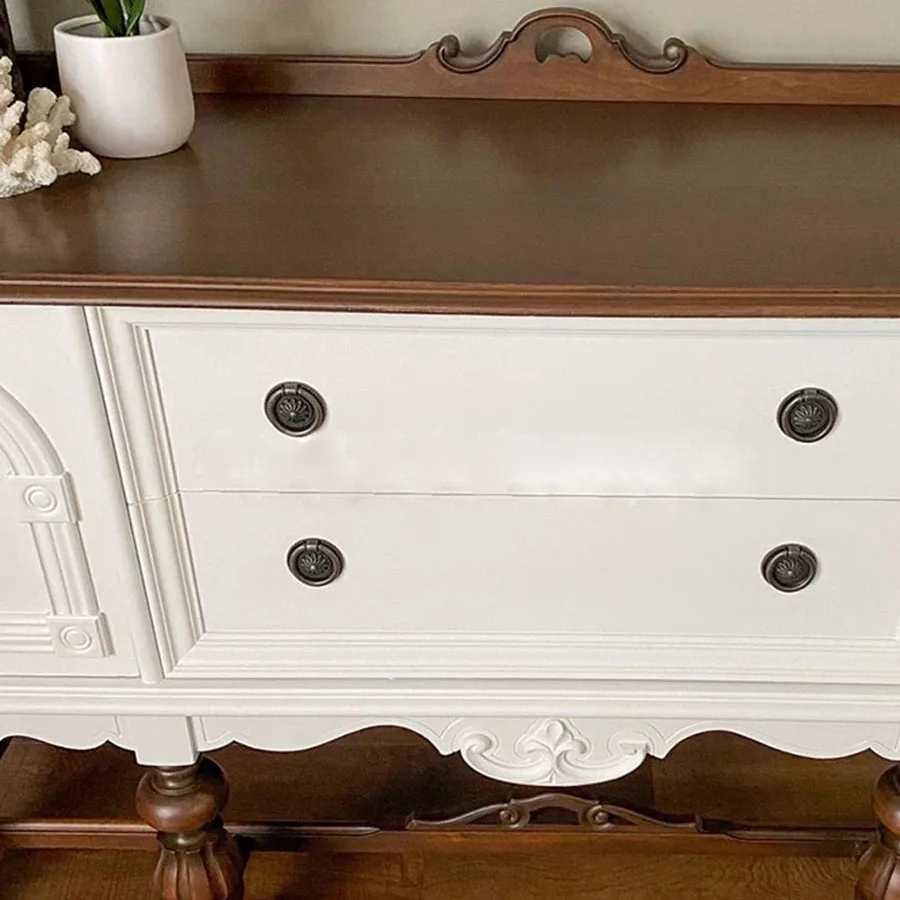 خزانة مدخل على شكل زهرة منحوتة صلبة فرنسية قديمة، خزانة تقسيم زخرفية صغيرة لغرفة المعيشة بألوان متباينة #4