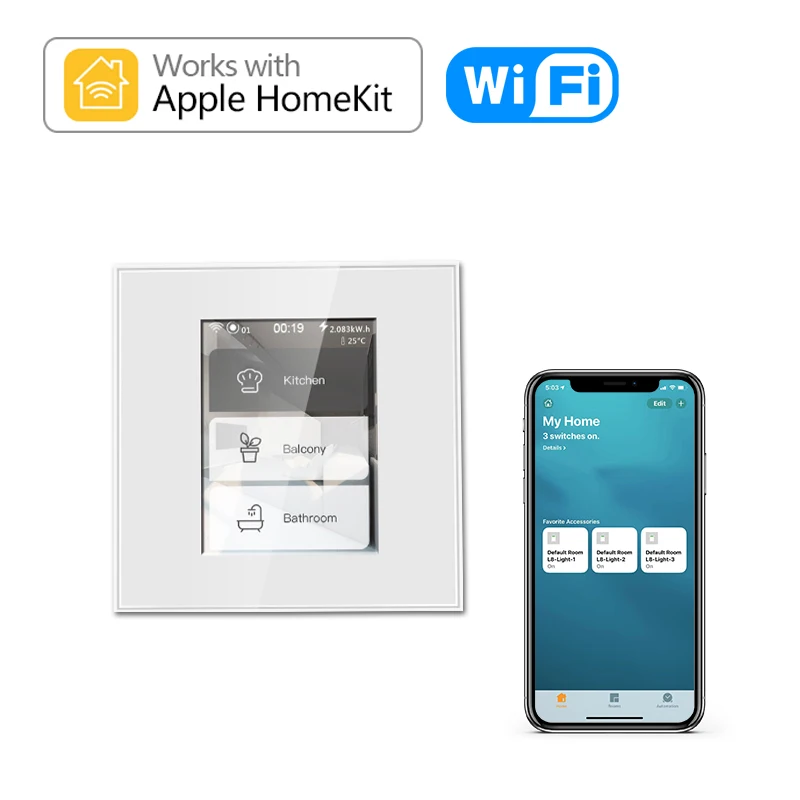 Tuya App WiFi Mesh Interruttore della luce Smart Home Parete LCD Touch Interruttore della luce wireless HomeKit Smart Home con Google Alexa