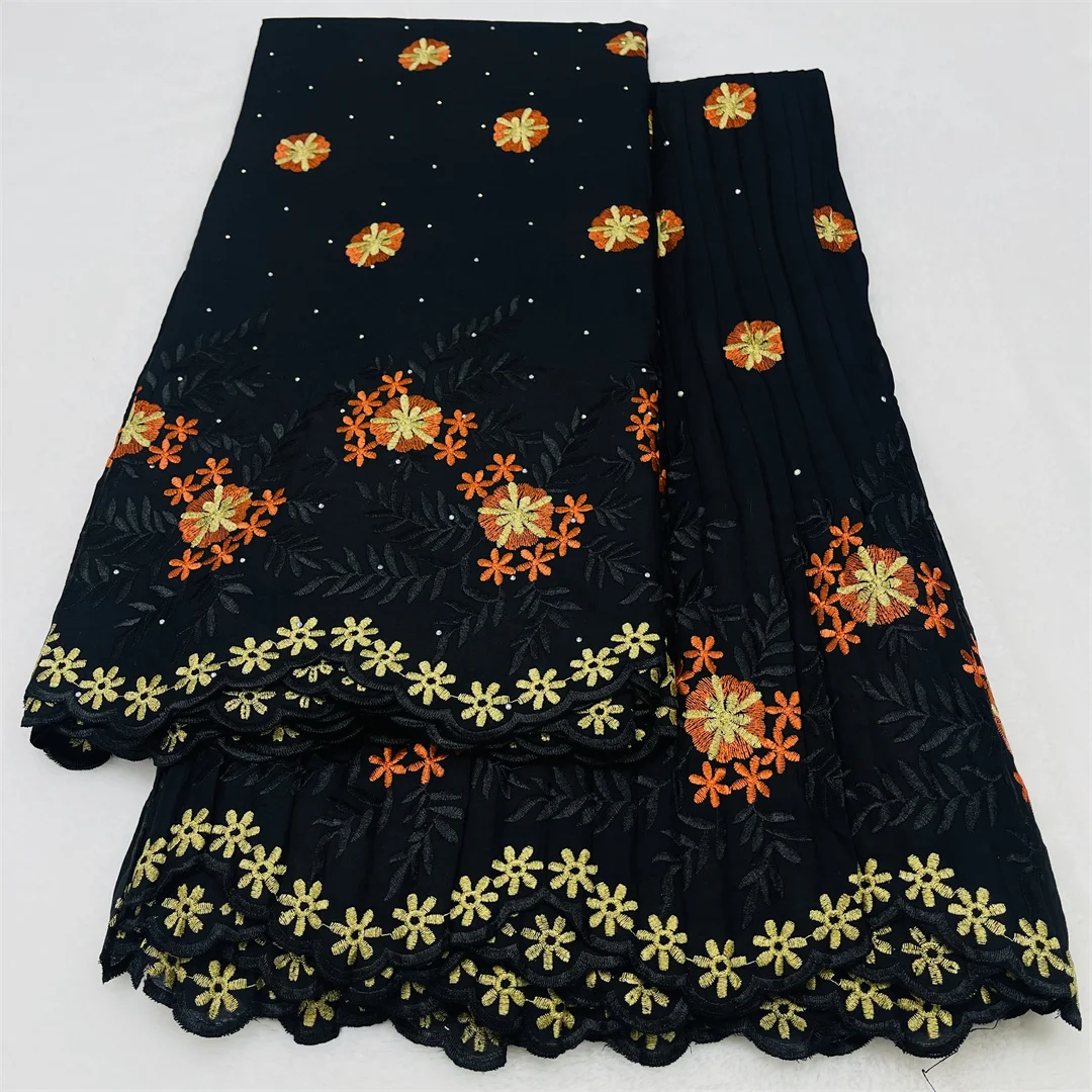 

5yards+5yards Swiss Voile Lace Fabric Lafaya Dry Lace Embroidery African 100% Cotton Popular Dubai Style For Party Material