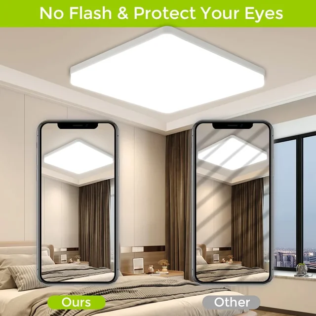 LED Ceiling Lamp 18-48W Flush Mount Fixture 3000K-6000K Daylight Modern Home Lighting for Bedroom  Living Room  Kitchen Hallway 3