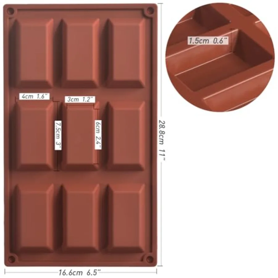 9 تجاويف كتل شبه منحرف قالب من السيليكون الغذاء الصف غير عصا قوالب مرنة لصابون شمعة الشوكولاته الراتنج الفن والخبز Pa