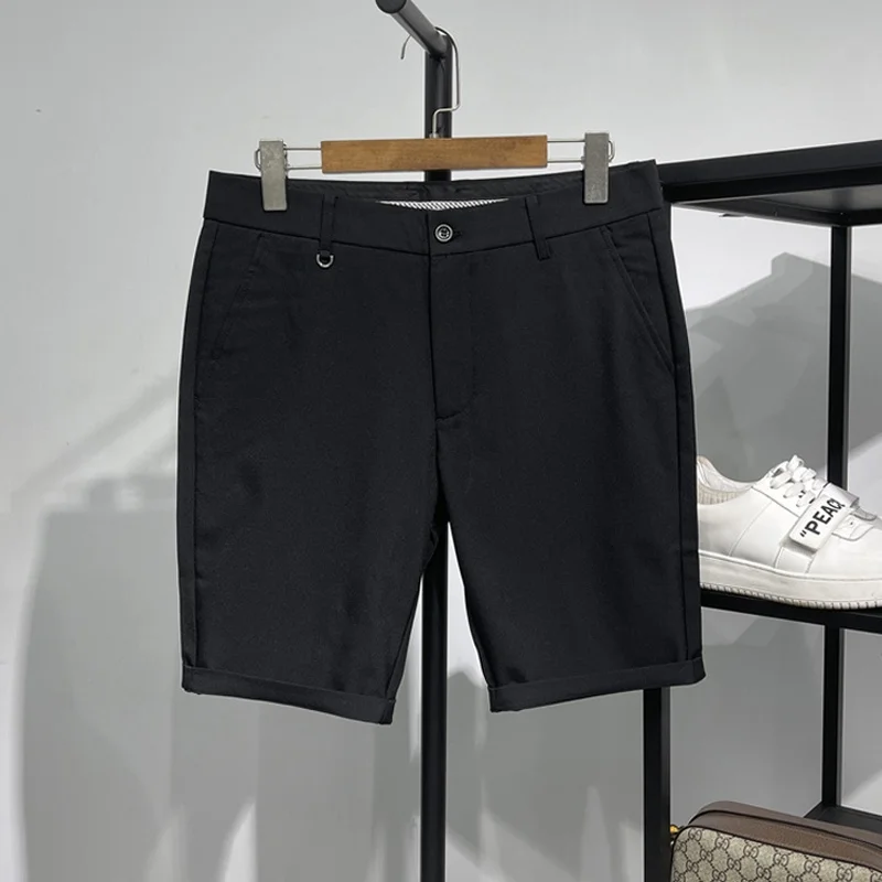 

Faionable Anti-Wrinkle Embroidered Slim Fit ort Pants Men's Lightweight Qui Dry Five-Quarter Length Casual Summer Trousers