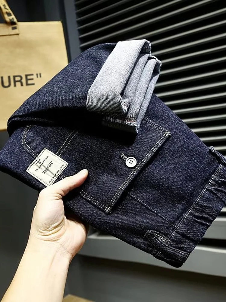 

Мужские джинсы Slim Fit для весны и осени, повседневные, тонкие, летние, модные, брендовые, с эластичным поясом, свободного кроя, длинные брюки для молодежи