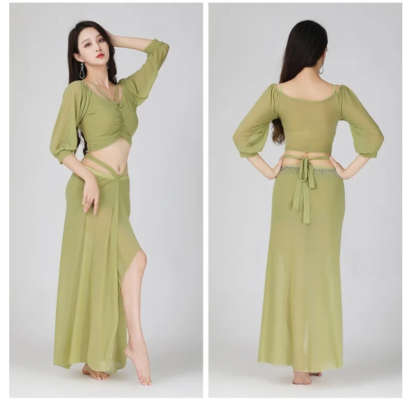 Nuova tuta estiva per pratica di danza orientale Tuta per pratica di danza del ventre Tuta per performance in rete di grandi dimensioni Tuta per performance sul palco