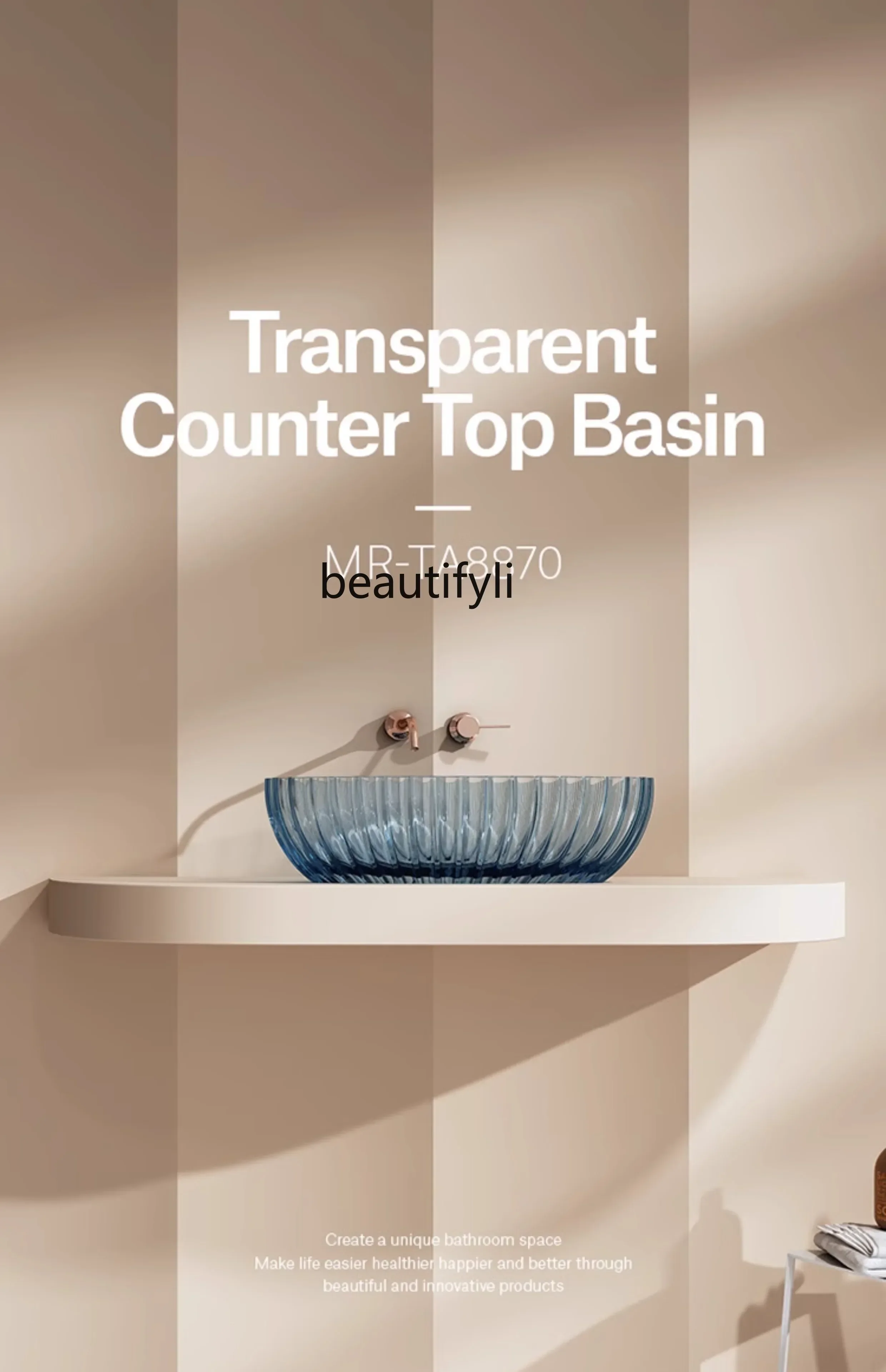 

A44 New wash basin, household high-luxury transparent counter basin MR-TA8870