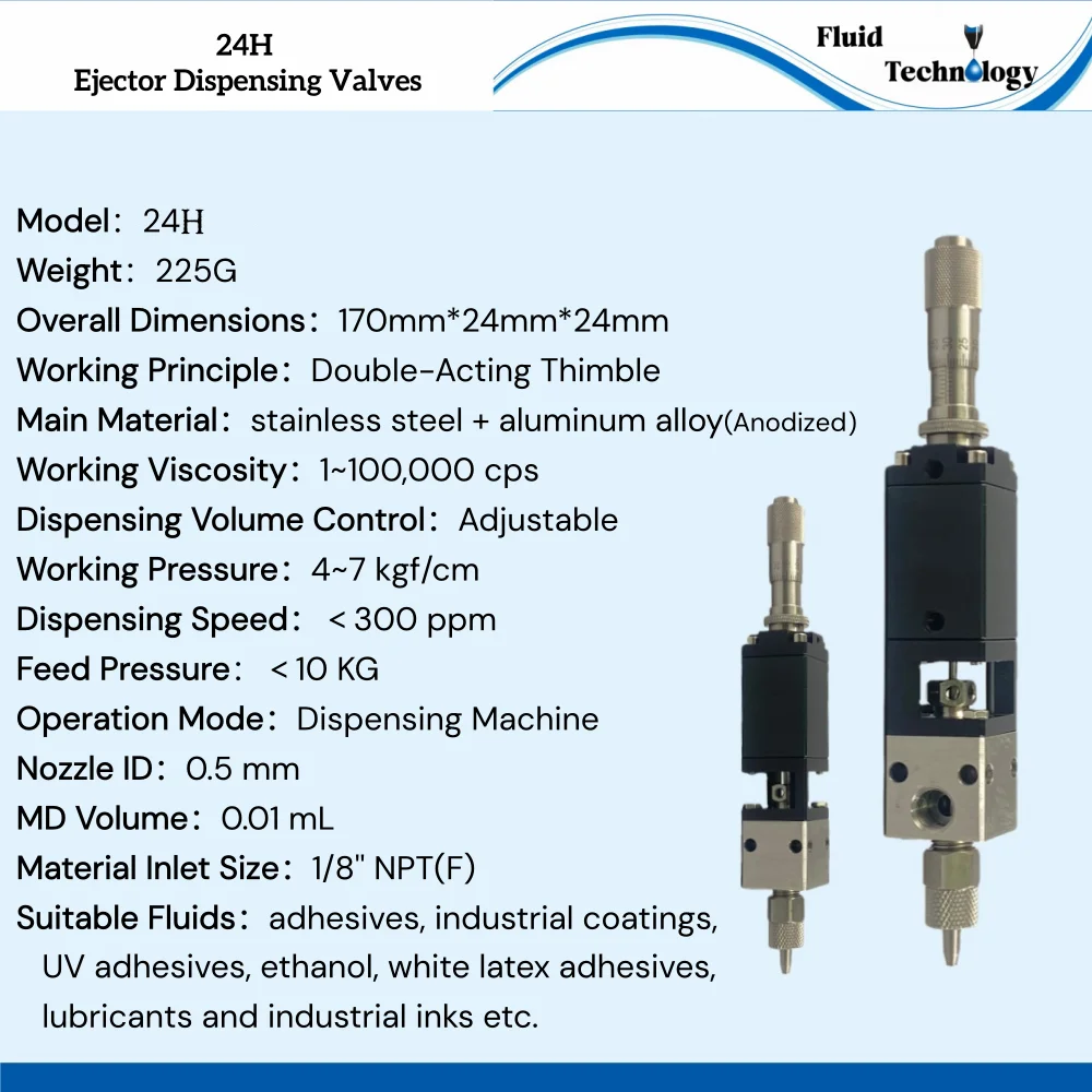 BZY-24H High-precision Dispensing Valve Nozzle Single Component Liquid Glue Dispenser Valve With Micrometer