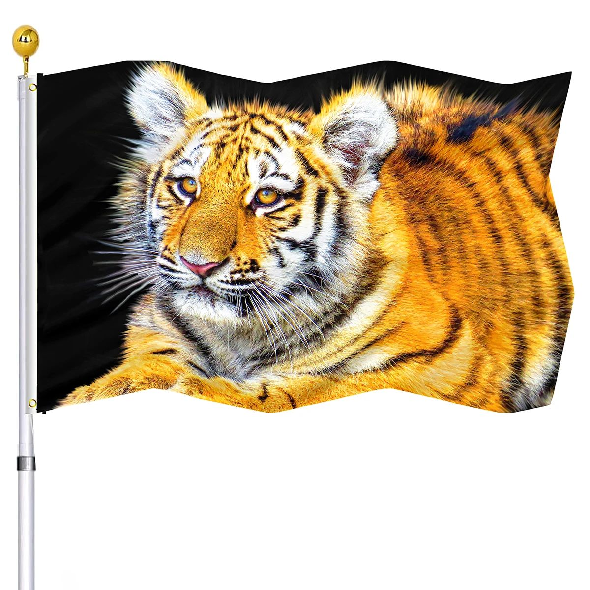 Garden Flags Portrait of White Bengal Tiger Blue Eyes Big Indoor and Outdoor Decor Double Stitched Yard Flag for Women Men Gifts