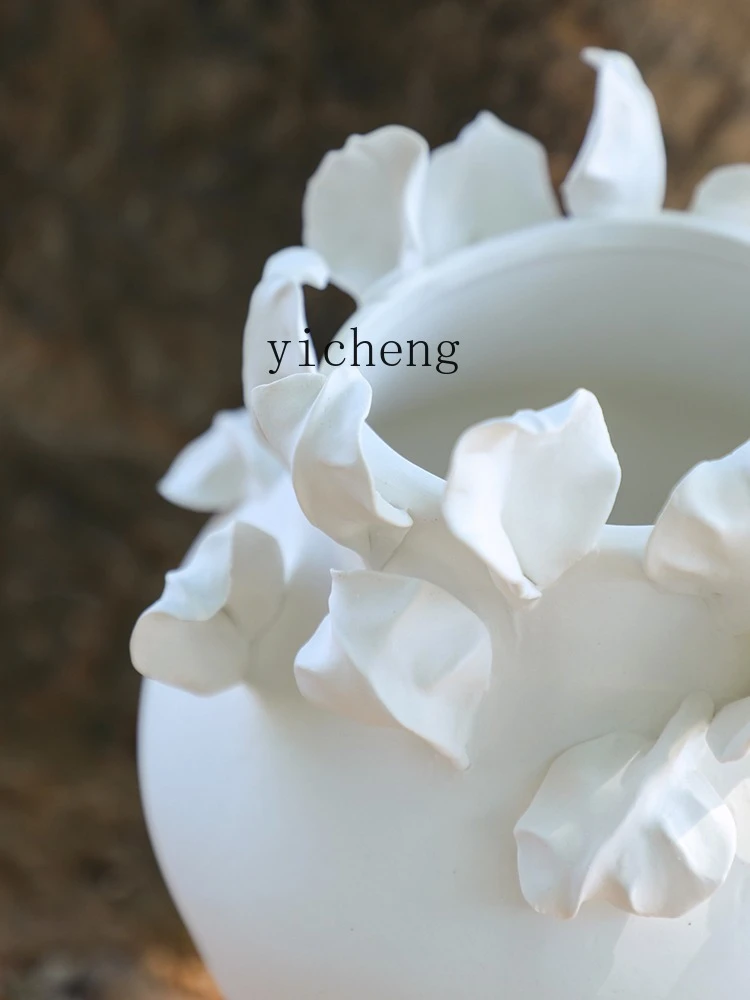 LSL Creative Simple Ceramic Vase Ornament Flower Arrangement Home Decor Soft Decoration Flower Container