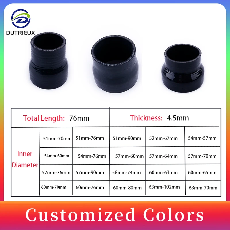 Straight Reducer Hose General Hose Silicone Hose Coupler Intercooler Tube for Car 51-76mm 54-57mm 57-76mm 60-76mm 63-102mm