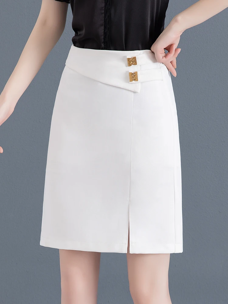 

White High Waist A-Line Suit Skirt Women's Summer New Style Miniature One Step Short Skirt Professional Korean Version Commute