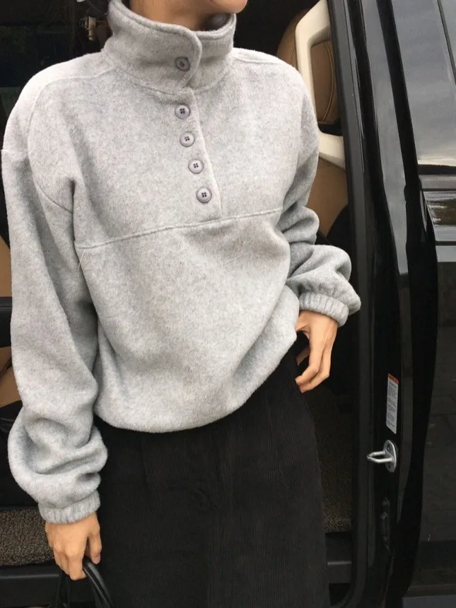 Chique vroege lente f-knop Ne Fce warm sweatshirt dames los veelzijdig ontwerp gevoel trendy top warm sweatshirt met capuchon