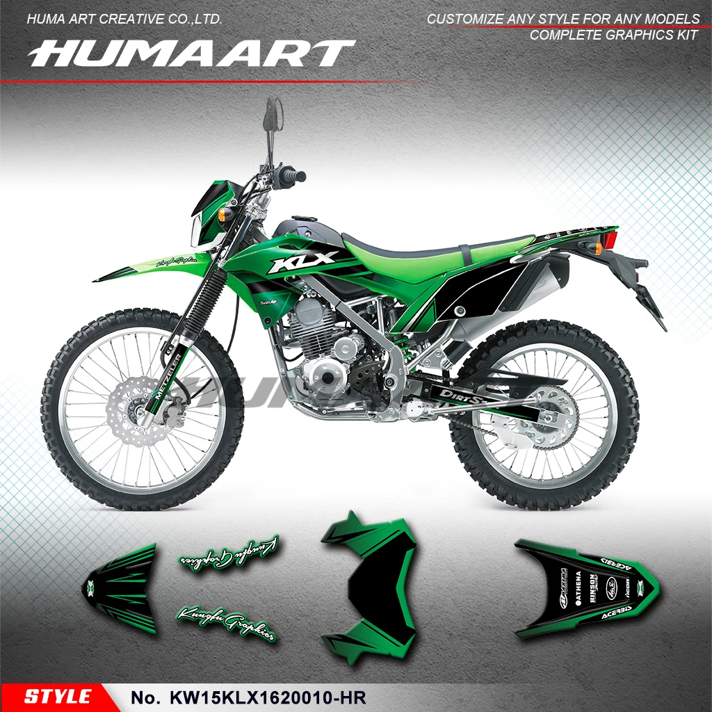 HUMAART Dirtbike Graphics Stickers Set for Kawasaki KLX150BF KLX150L 2016 2017 2018 2019 2020 2022,  KW15KLX1620010-HR