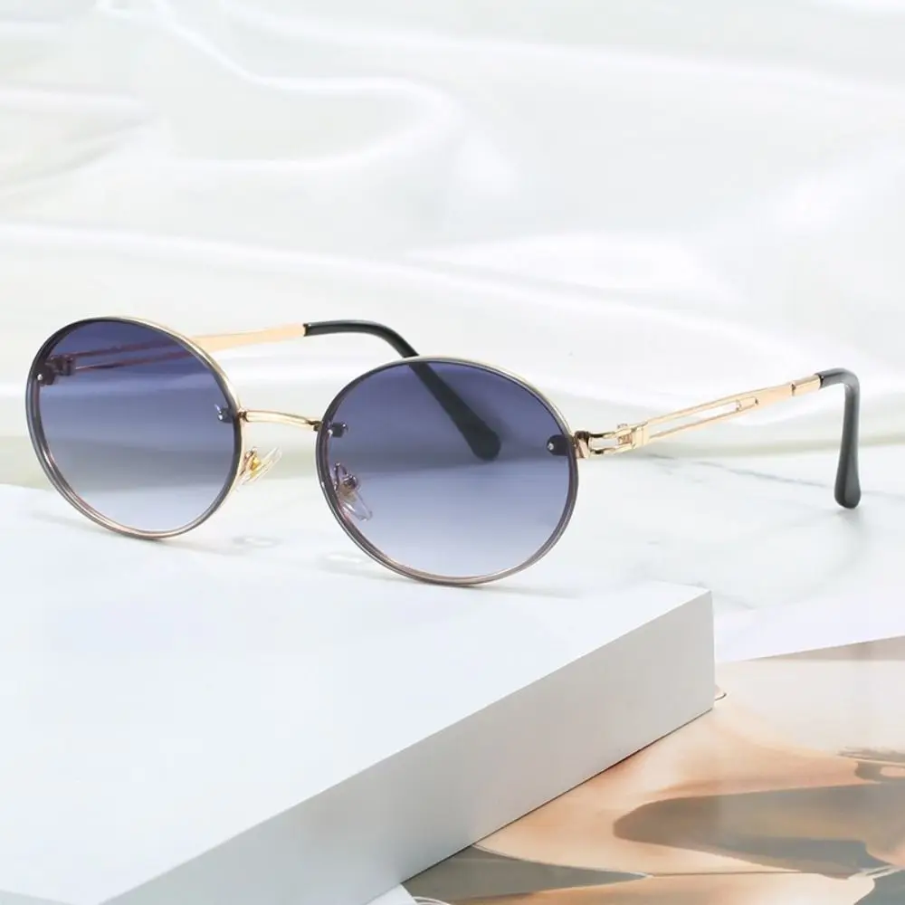 نظارات شمسية بإطار بيضاوي عتيق ، نظارات واقية للأشعة تحت البنفسجية ، ديكور خارجي ، ظلال معدنية سوداء ، نظارات قيادة