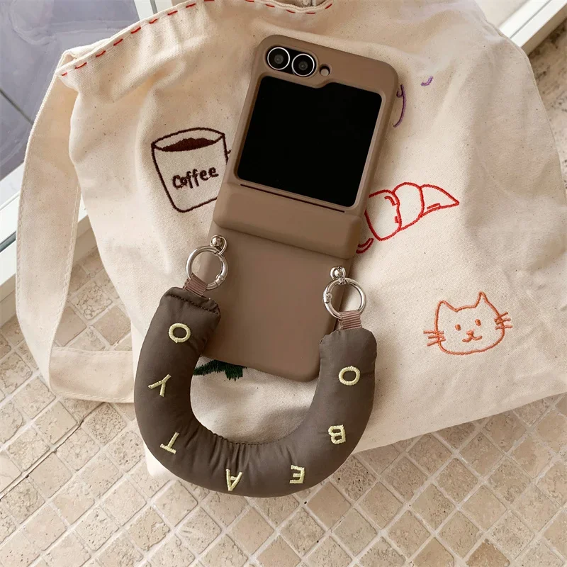 Phone Case For Samsung Galaxy Z Flip 3 4 5 6 7 FE Cute DIY Sticker Soft Rope Insert Cards Matte Shockproof Back Cover