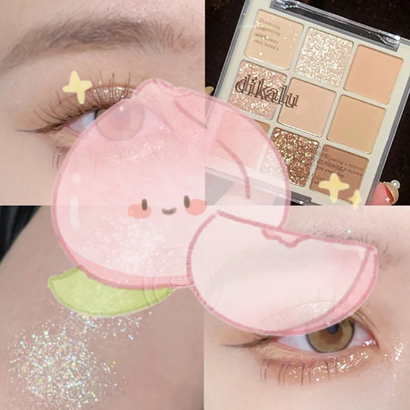 DIKALU 9-Farben-Glitzer-Lidschatten-Palette, koreanisches Make-up, Kosmetik, professionelle Lidschatten-Palette, Neon-Glitzer-Lidschatten-Palette